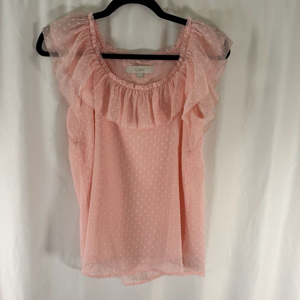 LOFT Tank Top Women's XS Pink Semi Sheer Round Neck Sleeveless Lightweight